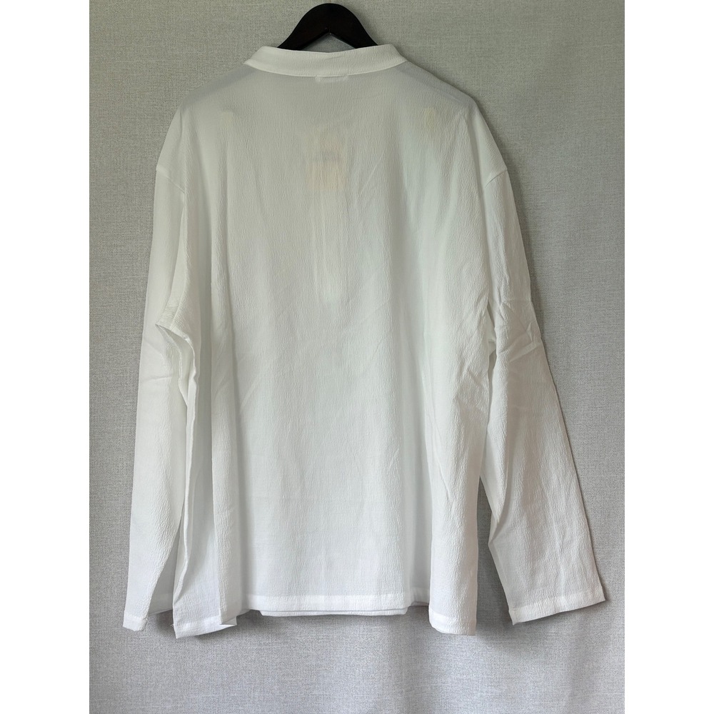 NWT COOFANDY Mens White 2 Piece Henley Shirt and Pants Set Lounge XXXL Beachwear - Picture 7 of 16